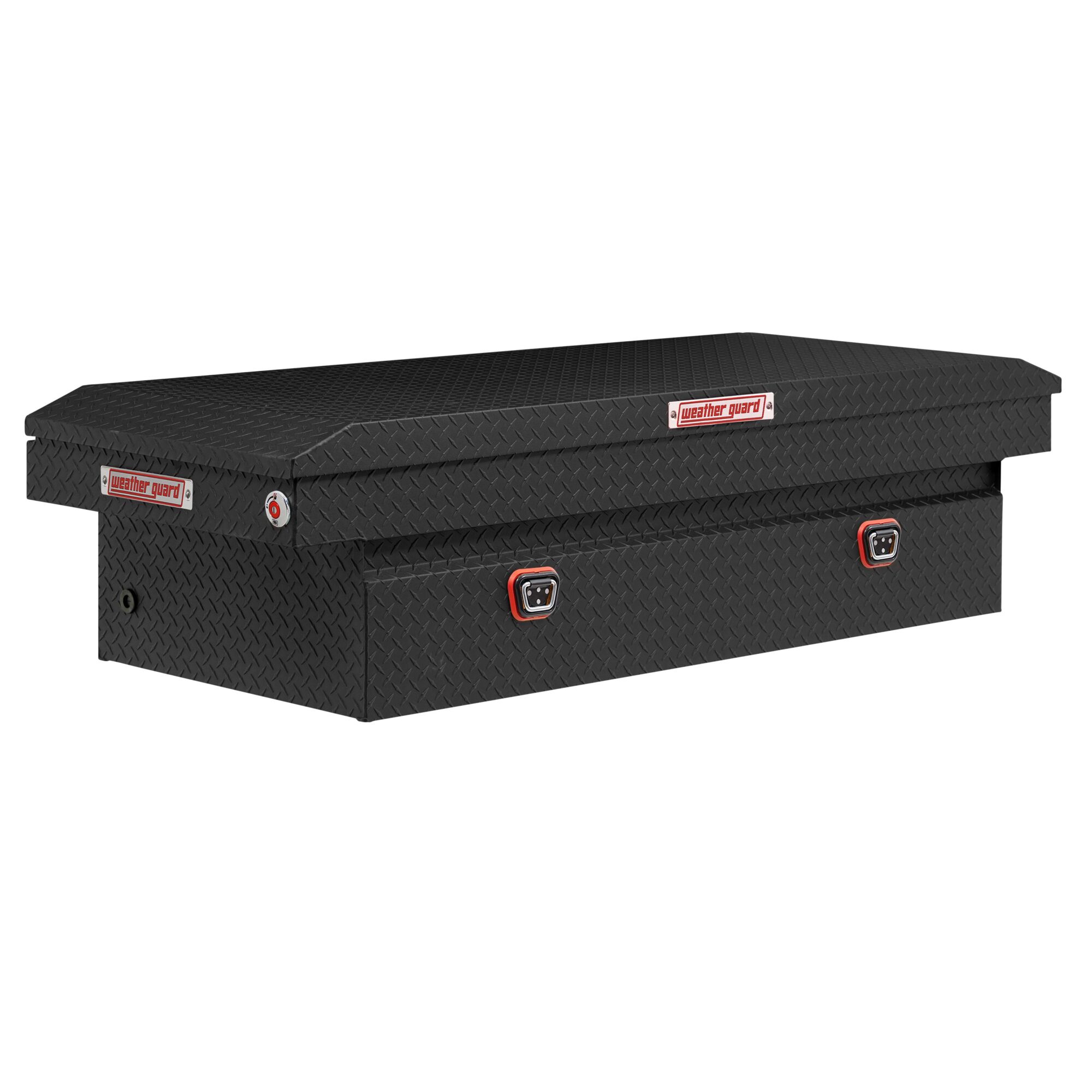 Weather Guard, 71in. L Saddle Box, Full Extra Wide, Width 72 in, Material Aluminum, Color Finish Textured Matte Black, Model# 117-52-04